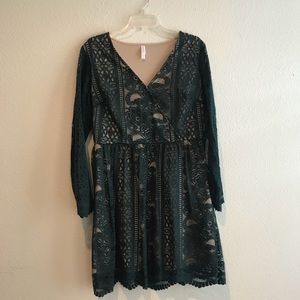 Turquoise green lace cocktail dress!
